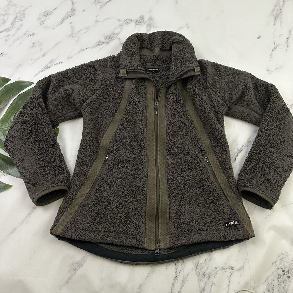 Kerrits Womens Sherpa Fleece Jacket Size M Dark Brown Equestrian Zip Up
